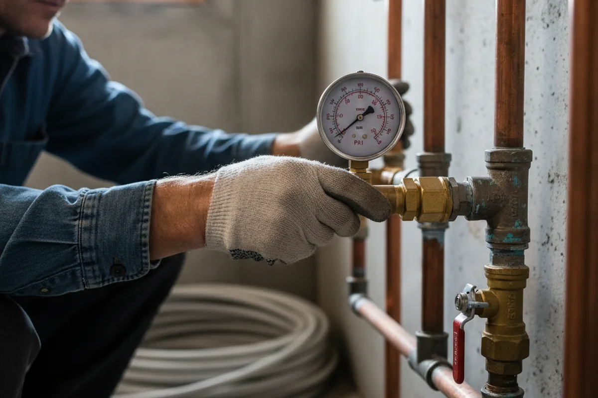 Pressure testing a repaired line during Water Line Repair in Tangent